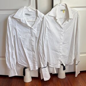 Anna Quan White Cotton Button-Up Shirt Duo LOT